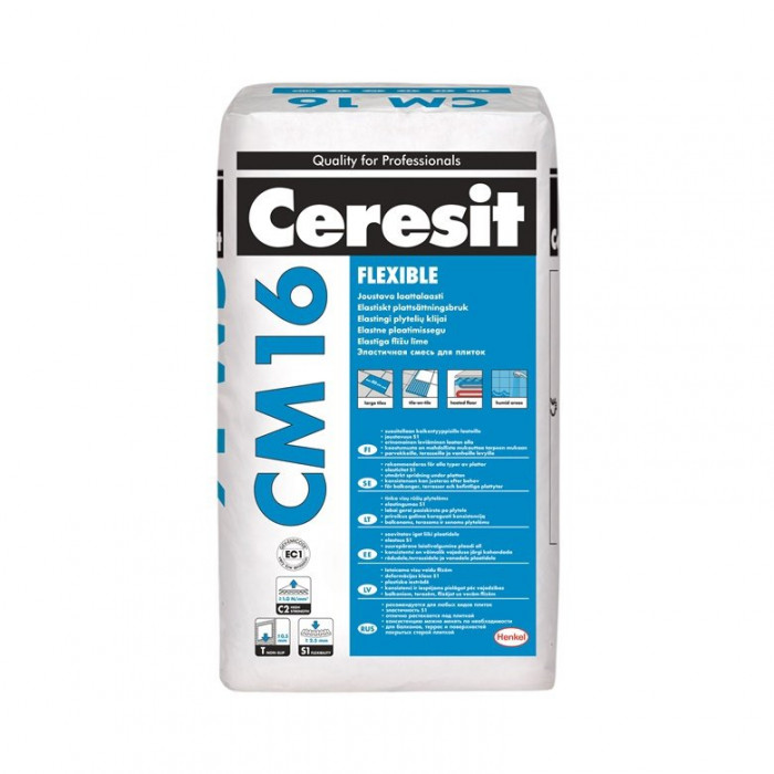 Adeziv pentru placari ceramice si din naturala Ceresit CM 16 FLEXIBIL 25kg -